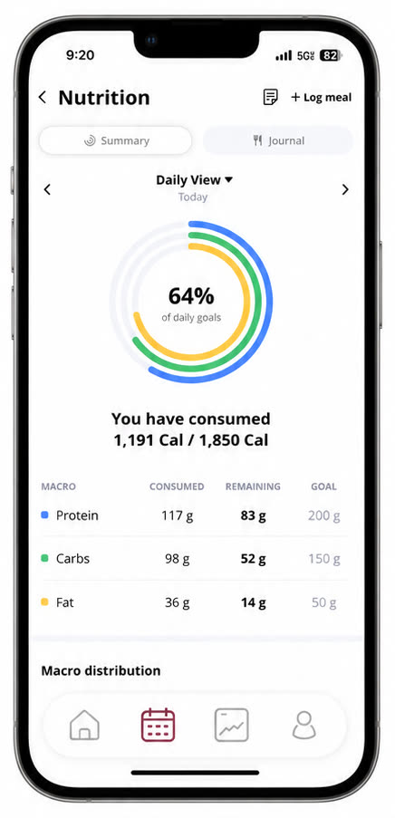 LM app nutrition and macros